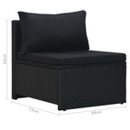 Set muebles de jardín 6 piezas y cojines ratán sintético negro