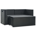Set muebles de jardín 6 piezas y cojines ratán sintético negro