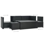 Set muebles de jardín 6 piezas y cojines ratán sintético negro