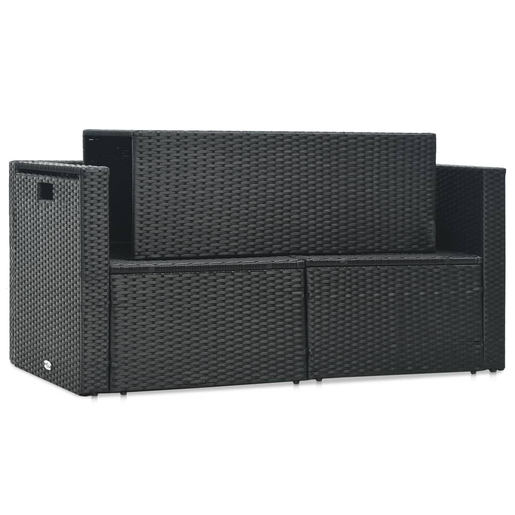 Set muebles de jardín 6 piezas y cojines ratán sintético negro