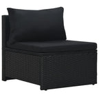 Set muebles de jardín 6 piezas y cojines ratán sintético negro