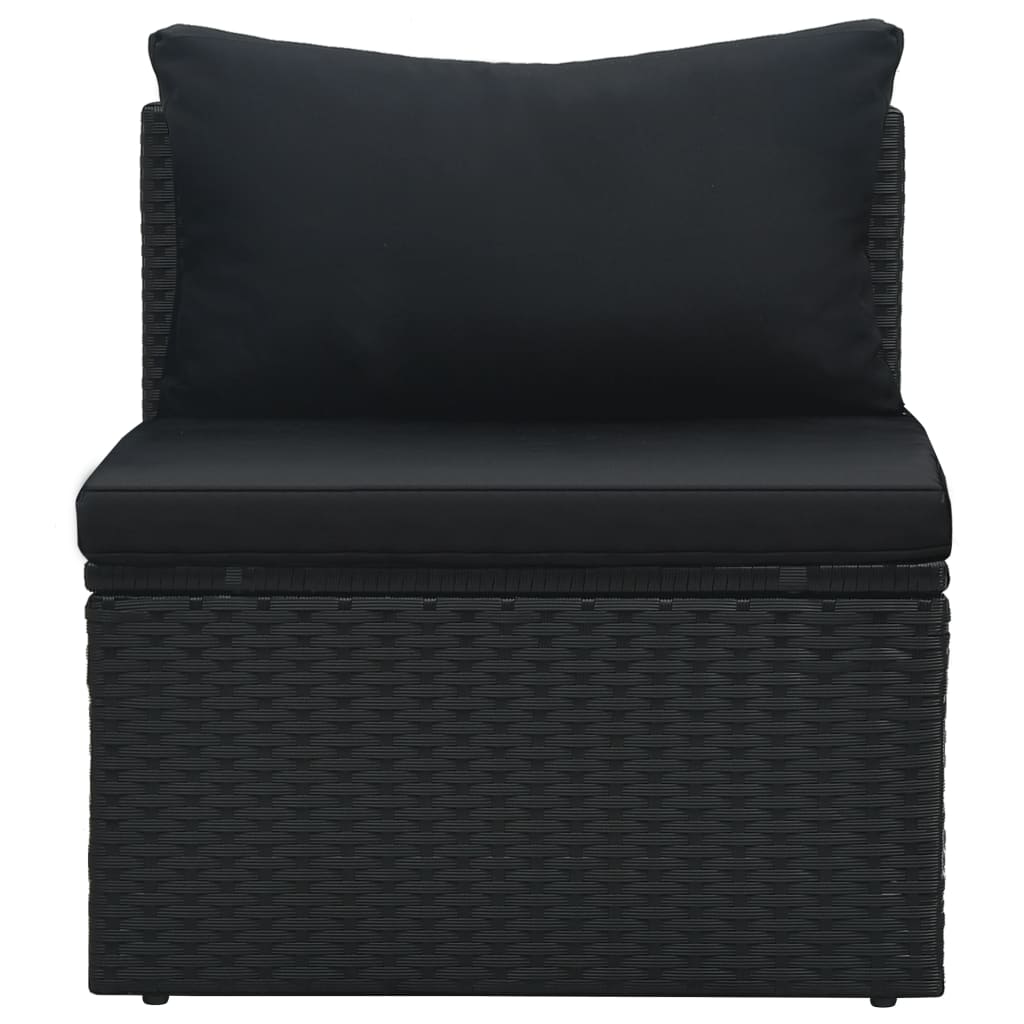 Set muebles de jardín 6 piezas y cojines ratán sintético negro