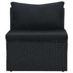Set muebles de jardín 6 piezas y cojines ratán sintético negro