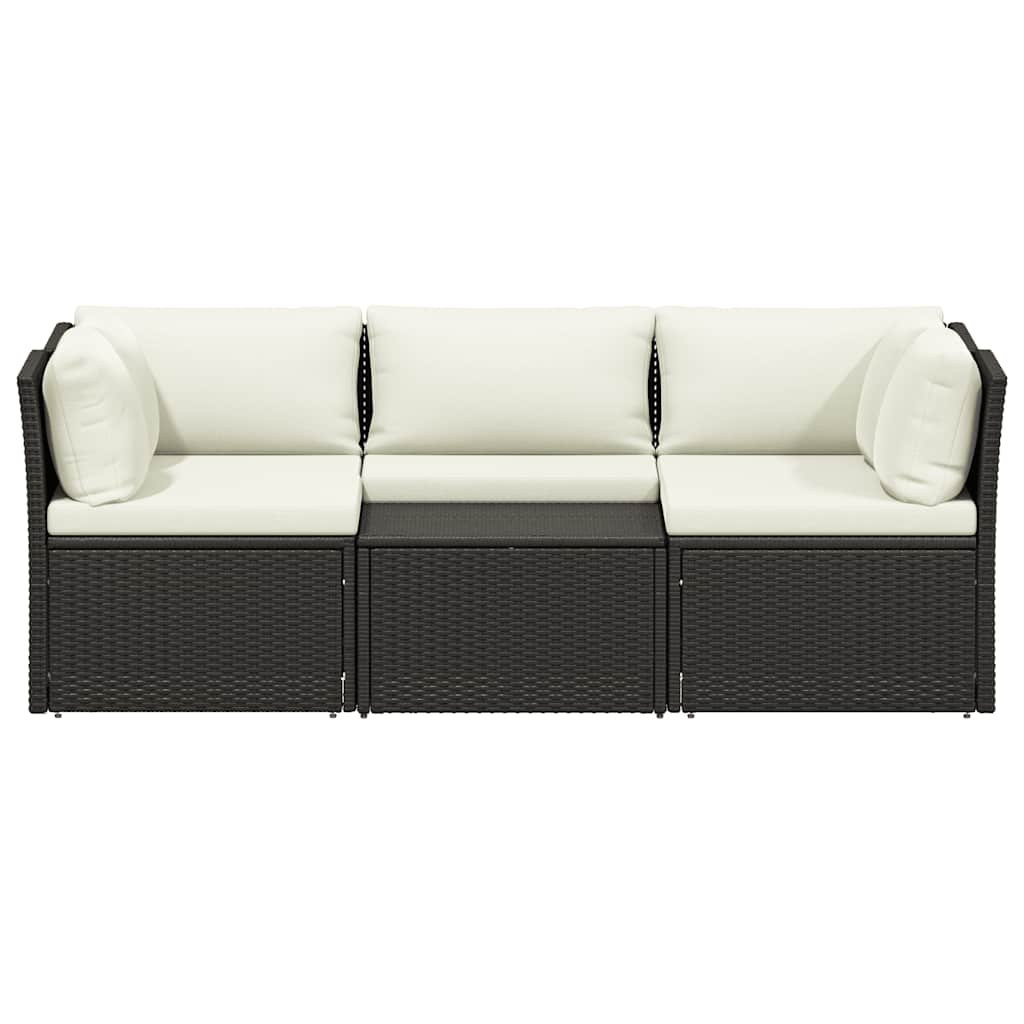 Set muebles de jardín y cojines 4 piezas ratán sintético marrón