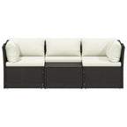 Set muebles de jardín y cojines 4 piezas ratán sintético marrón