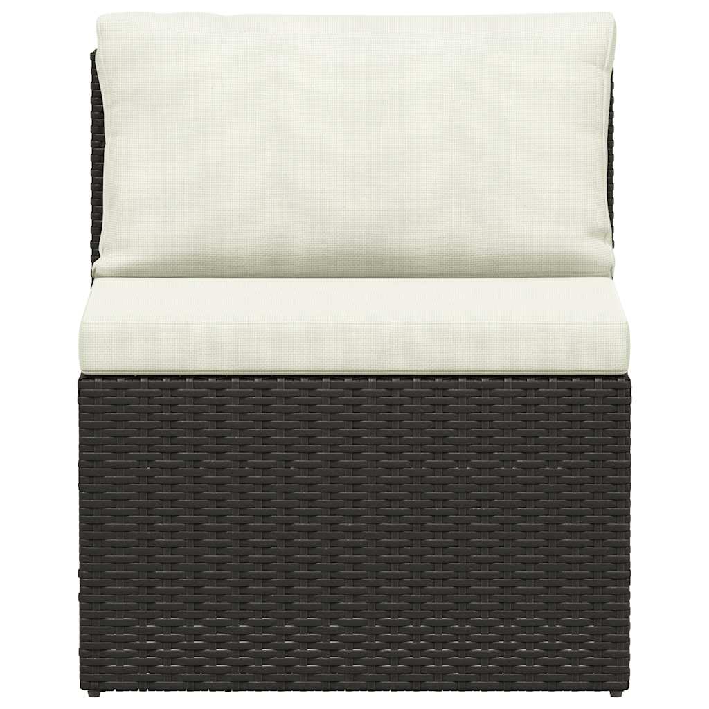 Set muebles de jardín y cojines 4 piezas ratán sintético marrón