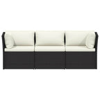 Set muebles de jardín y cojines 4 piezas ratán sintético marrón