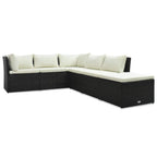 Set muebles de jardín y cojines 4 piezas ratán sintético marrón