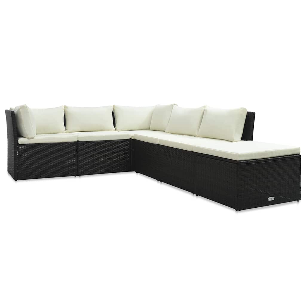 Set muebles de jardín y cojines 4 piezas ratán sintético marrón