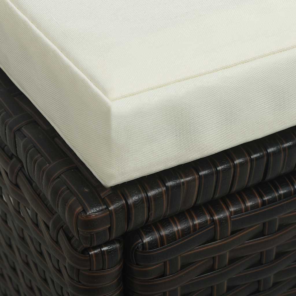 Set muebles de jardín y cojines 4 piezas ratán sintético marrón