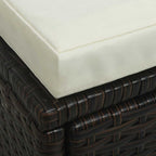 Set muebles de jardín y cojines 4 piezas ratán sintético marrón