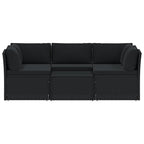 Set de muebles de jardín 4 pzas y cojines ratán sintético negro
