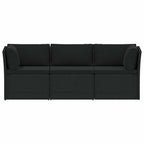 Set de muebles de jardín 4 pzas y cojines ratán sintético negro