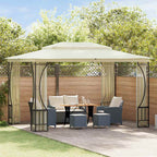 Cenador con cortinas 600x298x270 cm blanco 180g/m²