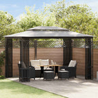 Cenador con cortinas 600x298x270 cm blanco 180g/m²