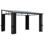 Cenador con cortina gris antracita 405x294x244 cm