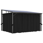 Cenador con cortina gris antracita 405x294x244 cm