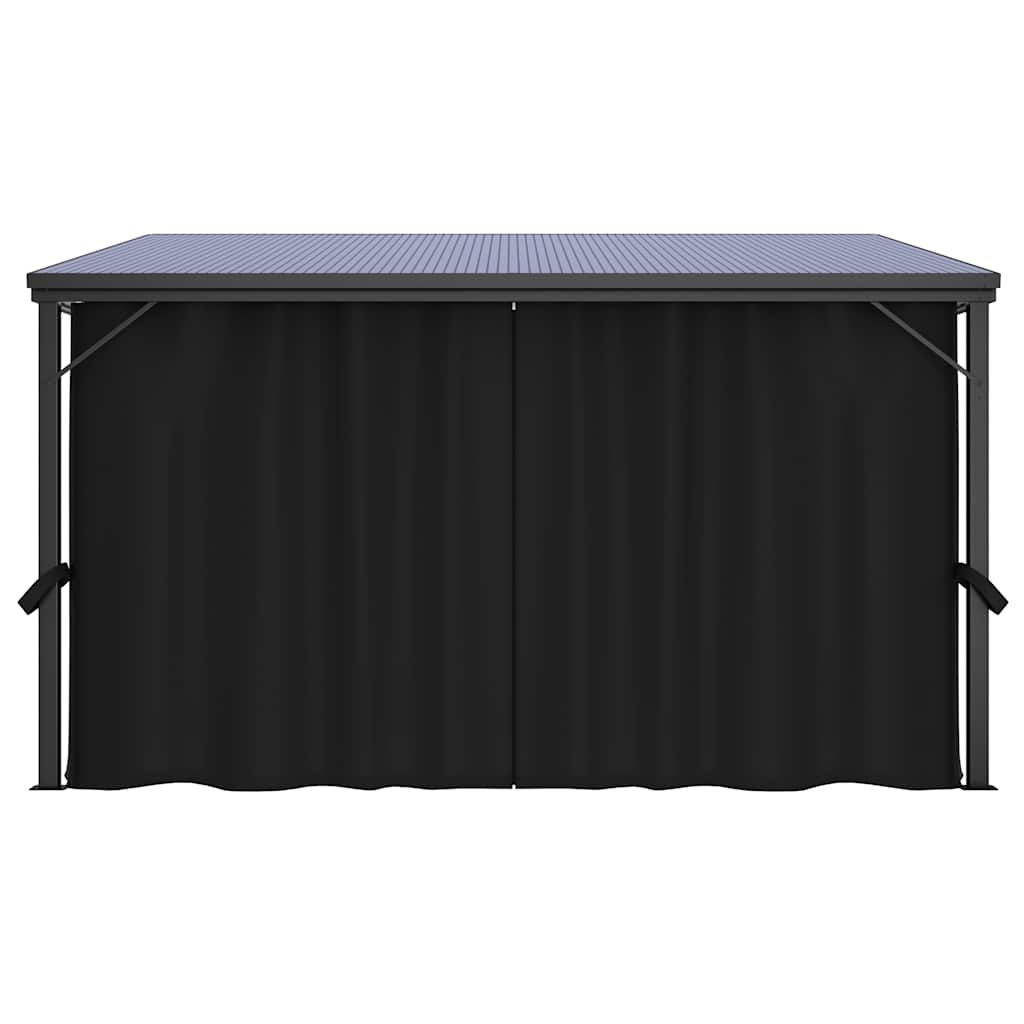Cenador con cortina gris antracita 405x294x244 cm