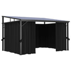 Cenador con cortina gris antracita 405x294x244 cm