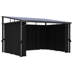 Cenador con cortina gris antracita 405x294x244 cm