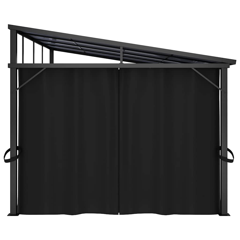 Cenador con cortina gris antracita 405x294x244 cm