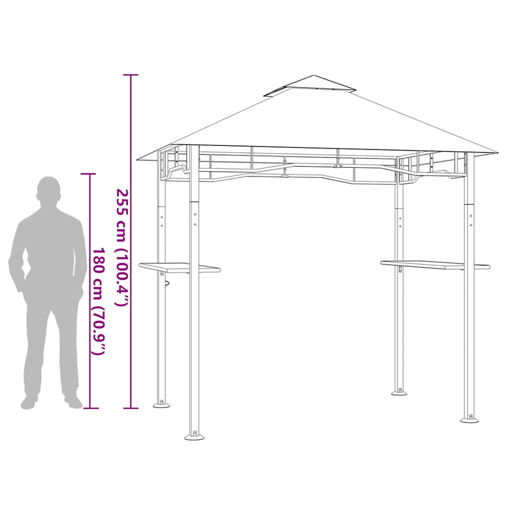 Cenador de BBQ acero antracita 240x150x255 cm