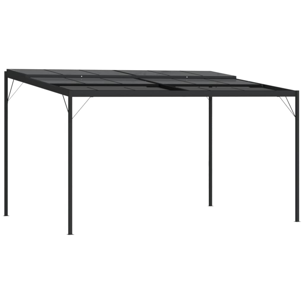 Cenador con tejado aluminio y acero gris antracita 4x3x2,5 m