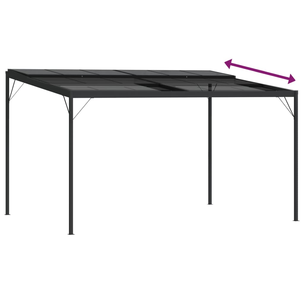 Cenador con tejado aluminio y acero gris antracita 4x3x2,5 m