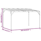 Cenador con tejado aluminio y acero gris antracita 4x3x2,5 m