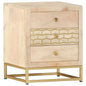 Mesita de noche de madera maciza de mango dorado 40x30x50 cm