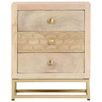 Mesita de noche de madera maciza de mango dorado 40x30x50 cm