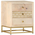 Mesita de noche de madera maciza de mango dorado 40x30x50 cm