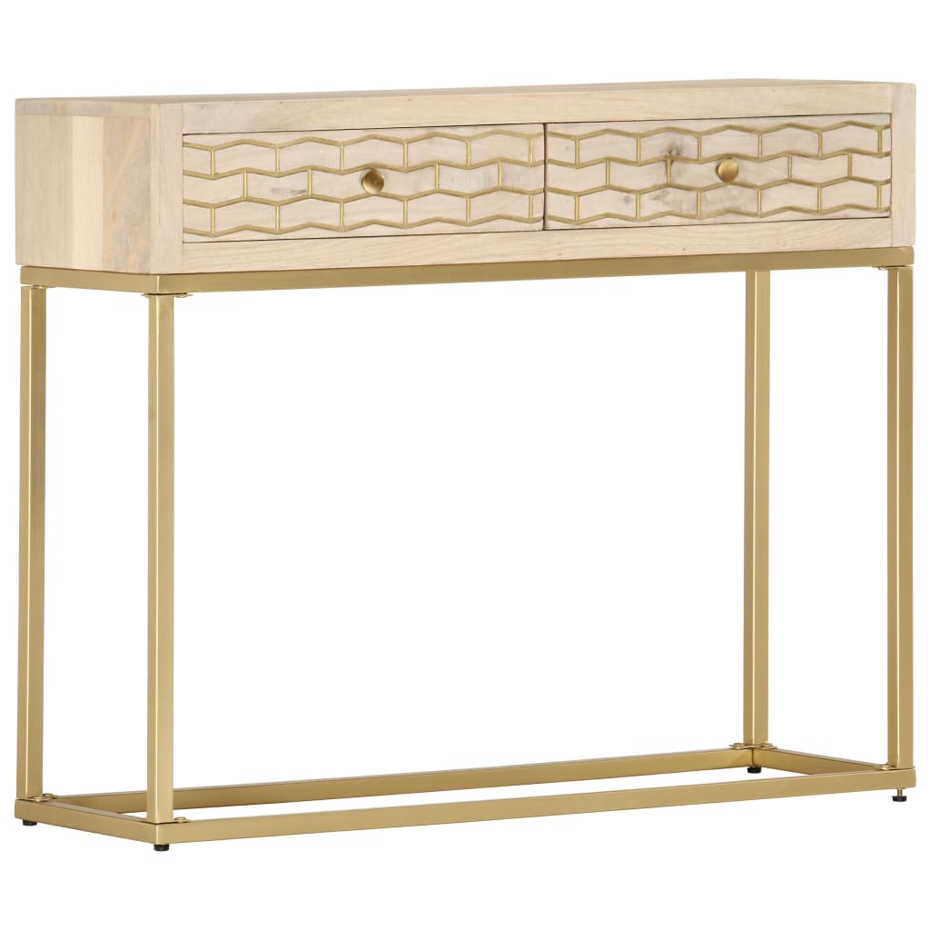 Solid golden mango wood console table 90x30x75 cm