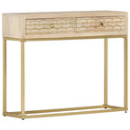 Mesa consola de madera maciza de mango dorado 90x30x75 cm
