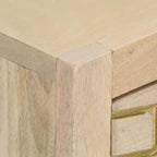 Mesa consola de madera maciza de mango dorado 90x30x75 cm