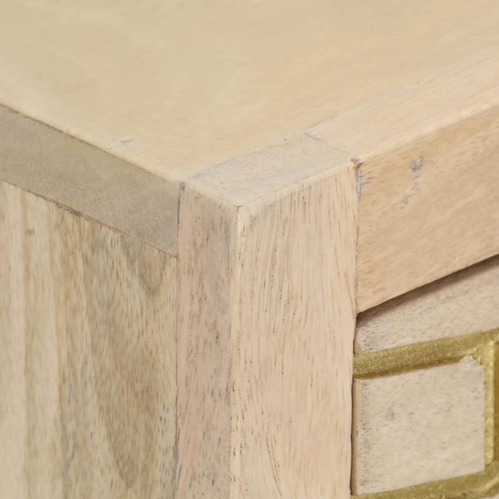 Mesa consola de madera maciza de mango dorado 90x30x75 cm