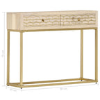Mesa consola de madera maciza de mango dorado 90x30x75 cm