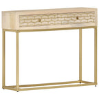 Mesa consola de madera maciza de mango dorado 90x30x75 cm