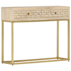 Mesa consola de madera maciza de mango dorado 90x30x75 cm