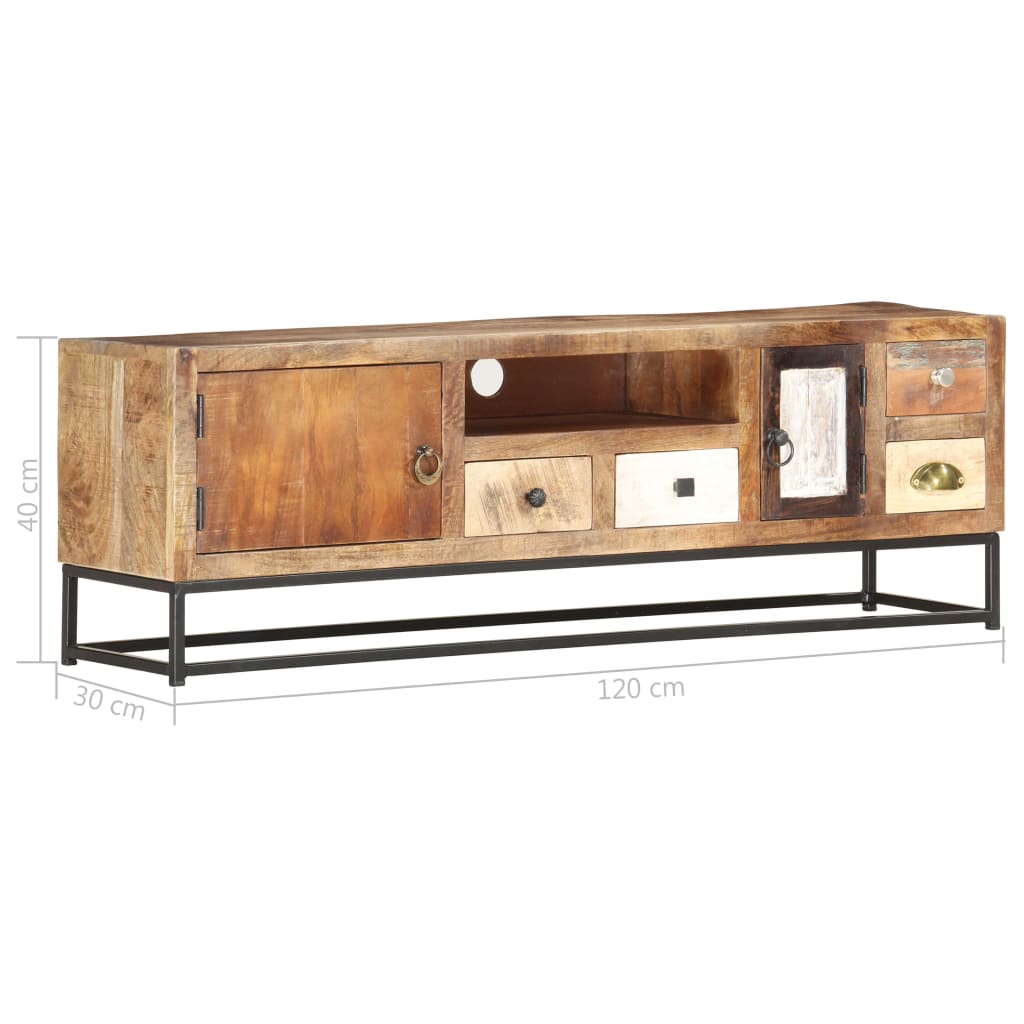 Mueble para TV de madera maciza reciclada 120x30x40 cm