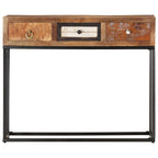 Mesa consola de madera maciza reciclada dorado 90x30x75 cm
