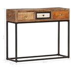 Mesa consola de madera maciza reciclada dorado 90x30x75 cm