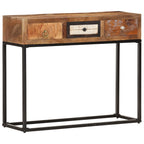 Mesa consola de madera maciza reciclada dorado 90x30x75 cm
