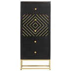 Cajonera de madera maciza de mango negro y dorado 45x30x105 cm