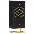 Cajonera de madera maciza de mango negro y dorado 45x30x105 cm