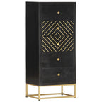Cajonera de madera maciza de mango negro y dorado 45x30x105 cm