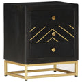 Mesita de noche de madera maciza de mango dorado 40x30x50 cm