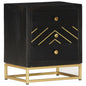 Mesita de noche de madera maciza de mango dorado 40x30x50 cm