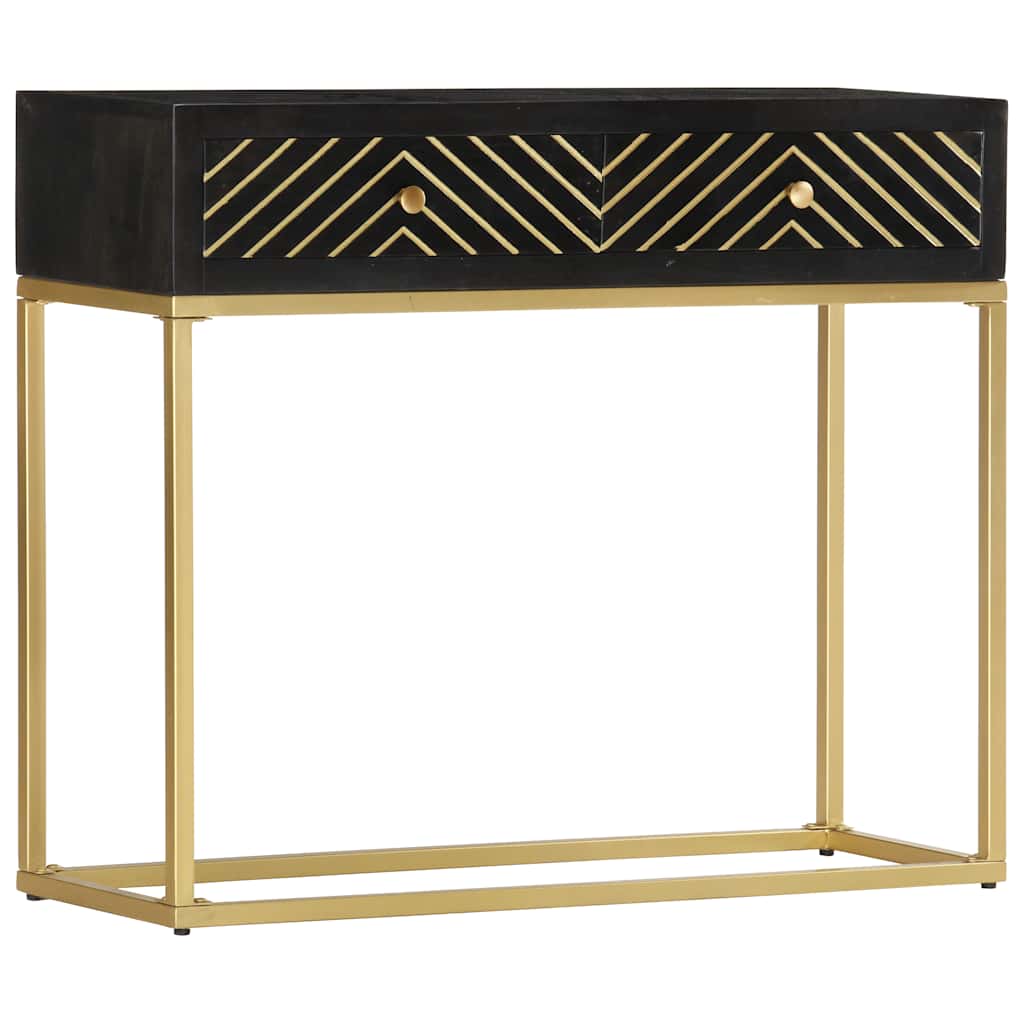 Mesa consola de madera maciza de mango dorado 90x30x75 cm