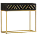 Mesa consola de madera maciza de mango dorado 90x30x75 cm
